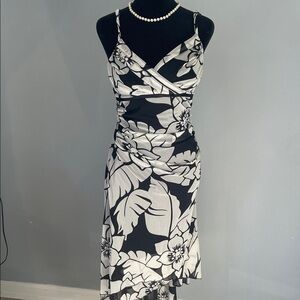 Floral Black and White Dress vintage xs
